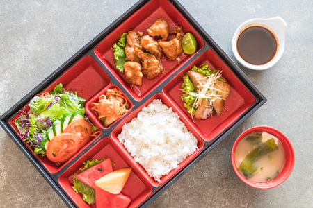 fried chicken bento set - japanese food styleの写真素材