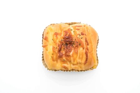 ham cheese bun isolated on white backgroundの写真素材