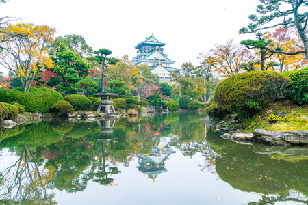 beautiful architecture at Osaka castle in Osaka Japanのeditorial素材