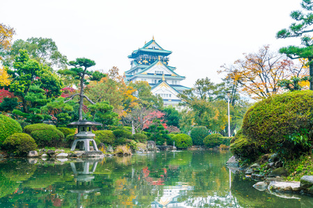 beautiful architecture at Osaka castle in Osaka Japanのeditorial素材