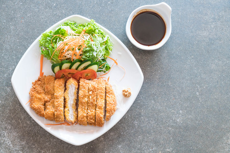 fried cutlet pork with vegetable - japanese food styleの写真素材