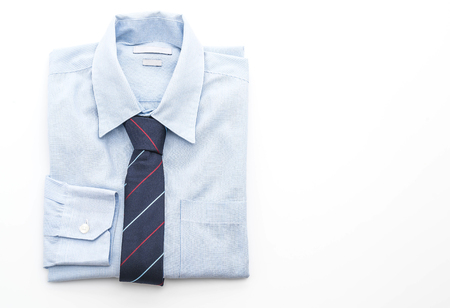 shirt with necktie on white backgroundの写真素材