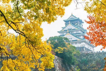 beautiful architecture at Osaka castle in Osaka Japanのeditorial素材