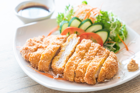 fried cutlet pork with vegetable - japanese food styleの写真素材