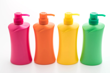 shampoo or hair conditioner bottle isolated on white backgroundの写真素材