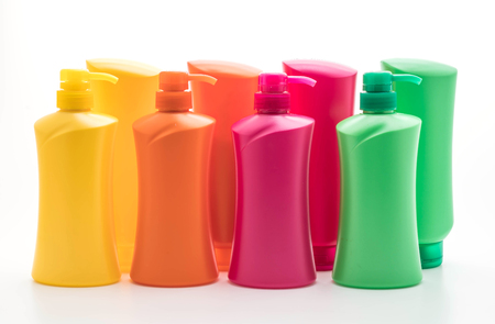 shampoo or hair conditioner bottle isolated on white backgroundの写真素材