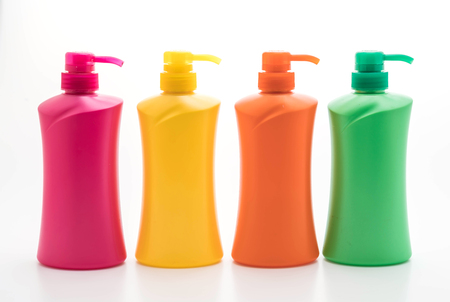 shampoo or hair conditioner bottle isolated on white backgroundの写真素材