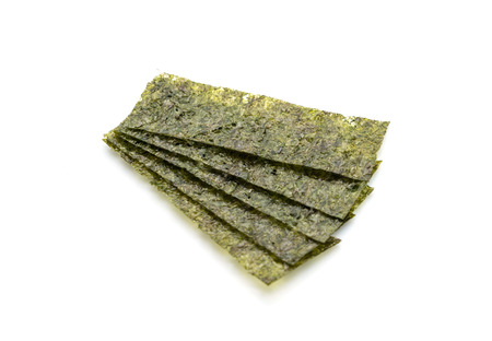 dried seaweed isolated on whiteの写真素材