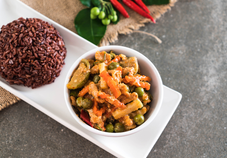 Panaeng Curry with pork and berry rice - Thai traditional food styleの写真素材