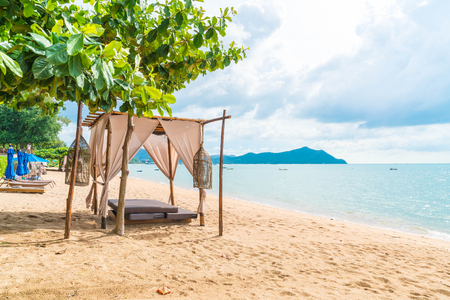 Empty beautiful pavilion on beachの写真素材