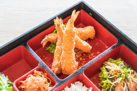 fried shrimp in bento set - japanese food styleの写真素材