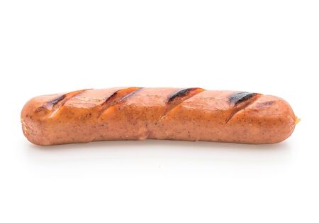 grilled sausage isolated on white backgroundの写真素材