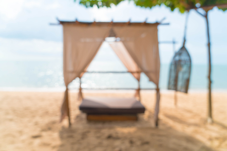 Abstract blur beautiful pavilion on beach for backgroundの写真素材