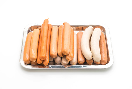 mix sausage isolated on white backgroundの写真素材