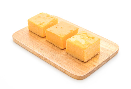 homemade orange cake isolated on white background