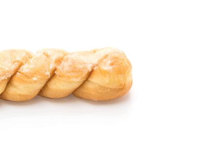 fresh butter roll bread isolated on white backgroundの写真素材