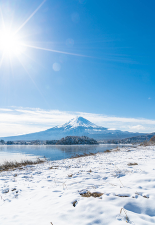 Mountain Fuji San at  Kawaguchiko Lake in Japan.の写真素材