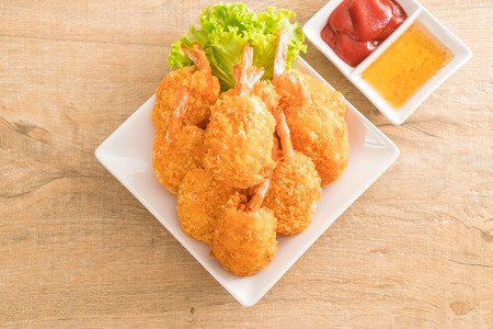 deep fried shrimp with sauceの写真素材
