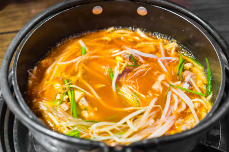 korean noodle in spicy soup - korean food style