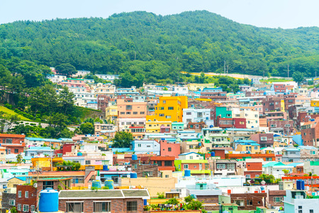 Beautiful Architecture at Gamcheon Culture Village in Busan, South Korea.の写真素材