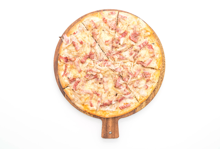 Tarte flambé pizza isolated on white backgroundの写真素材