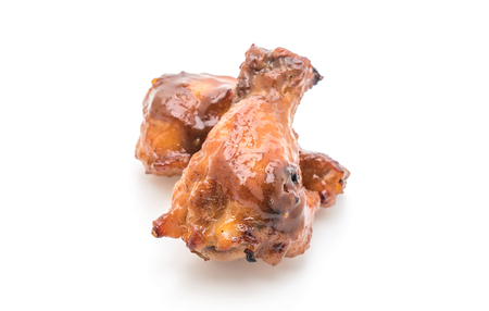 barbecue chicken wings isolated on white backgroundの写真素材