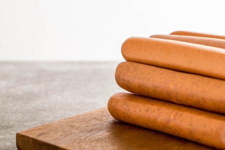 mix sausage on wood boardの写真素材