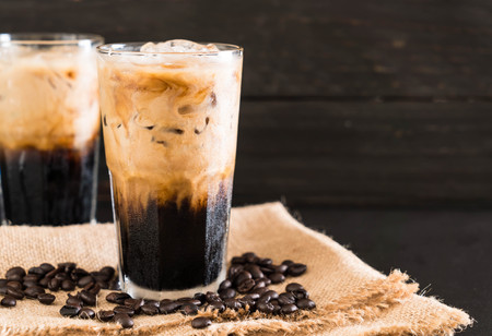 Iced coffee with milk on the table