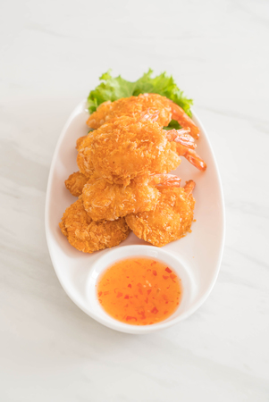deep fried shrimp with sauceの写真素材