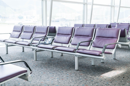 Empty seat in the airport - filter effect processing styleの写真素材