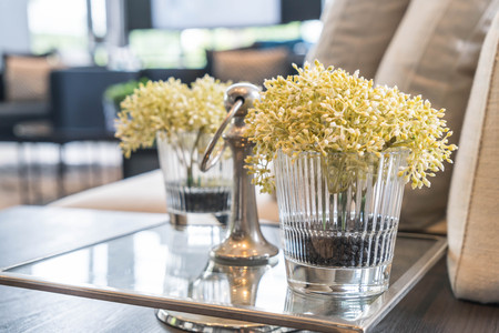 flower in vase decoration in living roomの写真素材