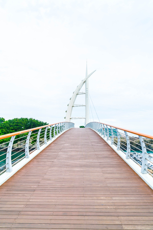 Saeyeongyo bridge between Seaseom and Seogwipo port in Jeju island, South Korea.の写真素材