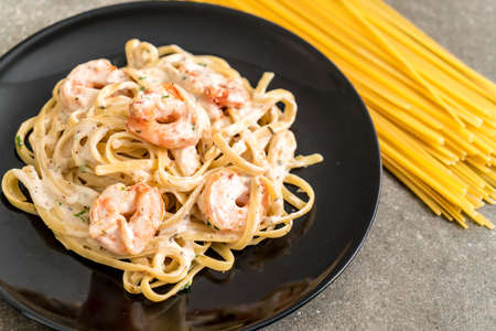 fettuccini pasta with shrimp - Italian food styleの写真素材