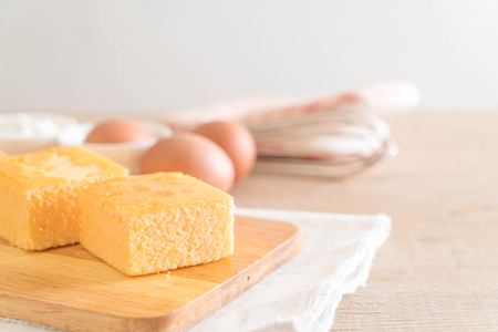 homemade orange cake on tableの写真素材