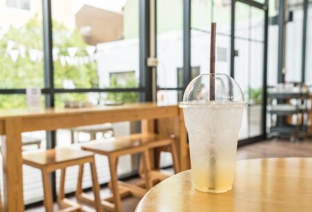 iced honey lemon soda in cafe