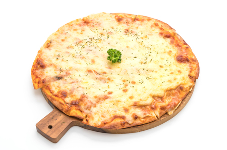 four cheese pizza isolated on white backgroundの写真素材