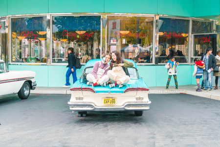 Osaka, Japan - NOV 21 2016 : The theme park attractions based on the film industry at Universal Studios Theme Park in Osaka, Japan.のeditorial素材