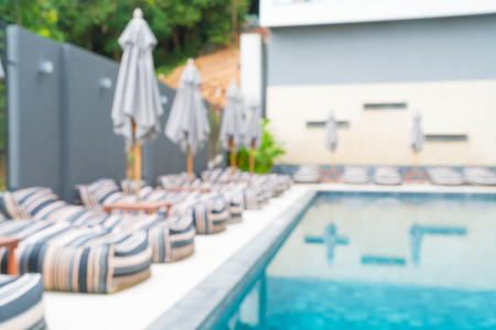 Abstract blur swimming pool in hotel resort for backgroundの写真素材