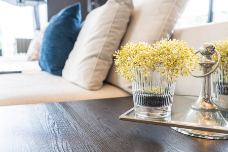 flower in vase decoration in living roomの写真素材