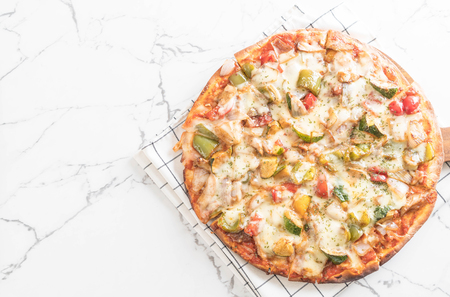 vegetarian pizza on table - Healthy food styleの写真素材