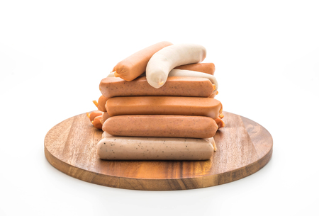 mix sausage isolated on white backgroundの写真素材