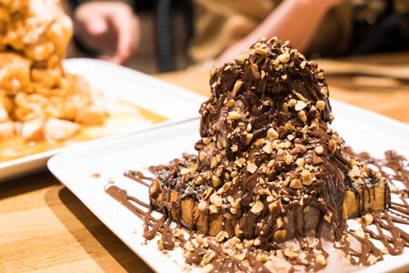 chocolate ice shave with almonds