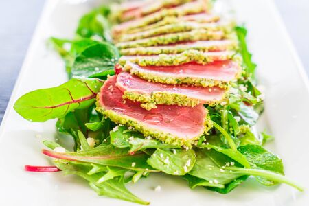 raw tuna salad - healthy food styleの写真素材