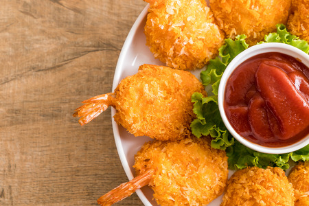 deep fried shrimp with sauceの写真素材