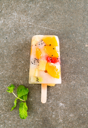 mix fruits ice cream - healthy dessert styleの写真素材