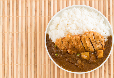 fried cutlet pork with curry on rice - japanese food styleの写真素材