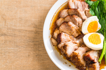 Stewed pork leg with egg and vegetableの写真素材