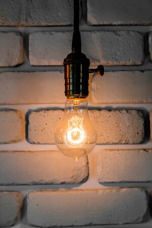 vintage light lamp decoration on wallの写真素材