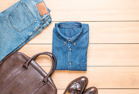 Beautiful fashion men's casual outfits clothing - vintage effect filterの写真素材