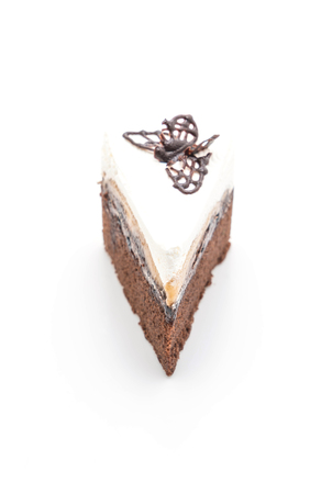 banoffee cake isolated on white backgroundの写真素材